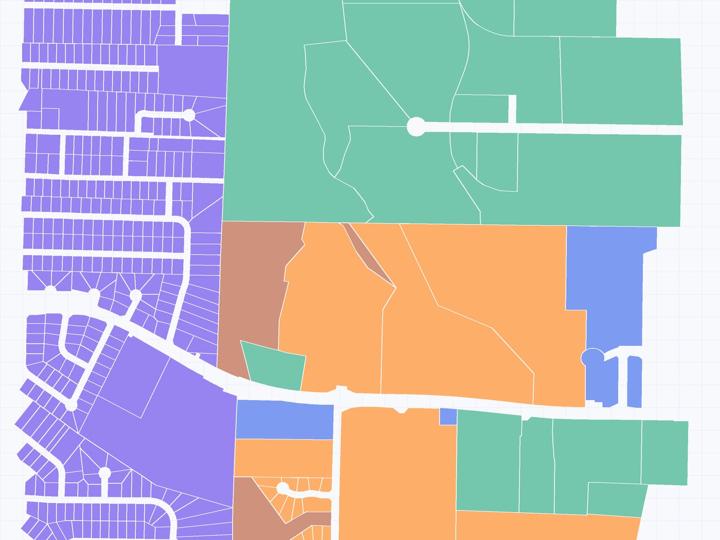Parcels coloured by zoning district in Clayton County, Georgia